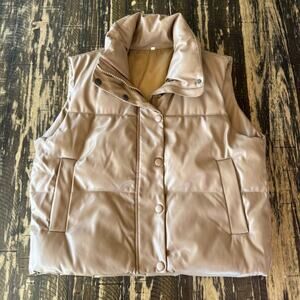 Caramel Tan Puffer Vest Jacket – Medium